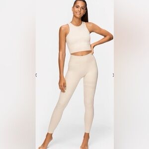 Stronger Seamless Ribbed Tan High-Waisted Pants and top set